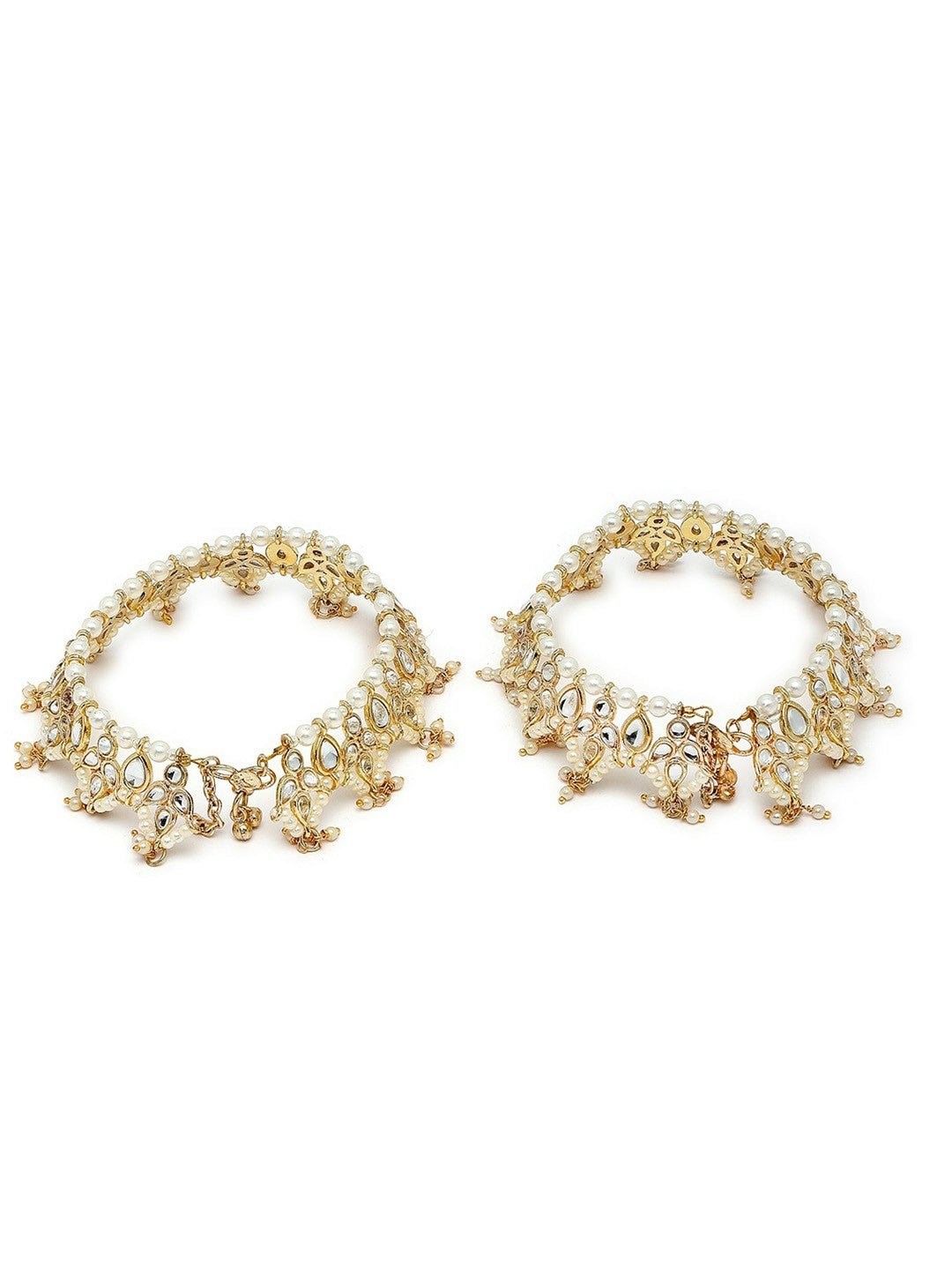 Elegant Gold-Plated Kundan Anklets – Set of 2 Traditional Indian Payal for Women