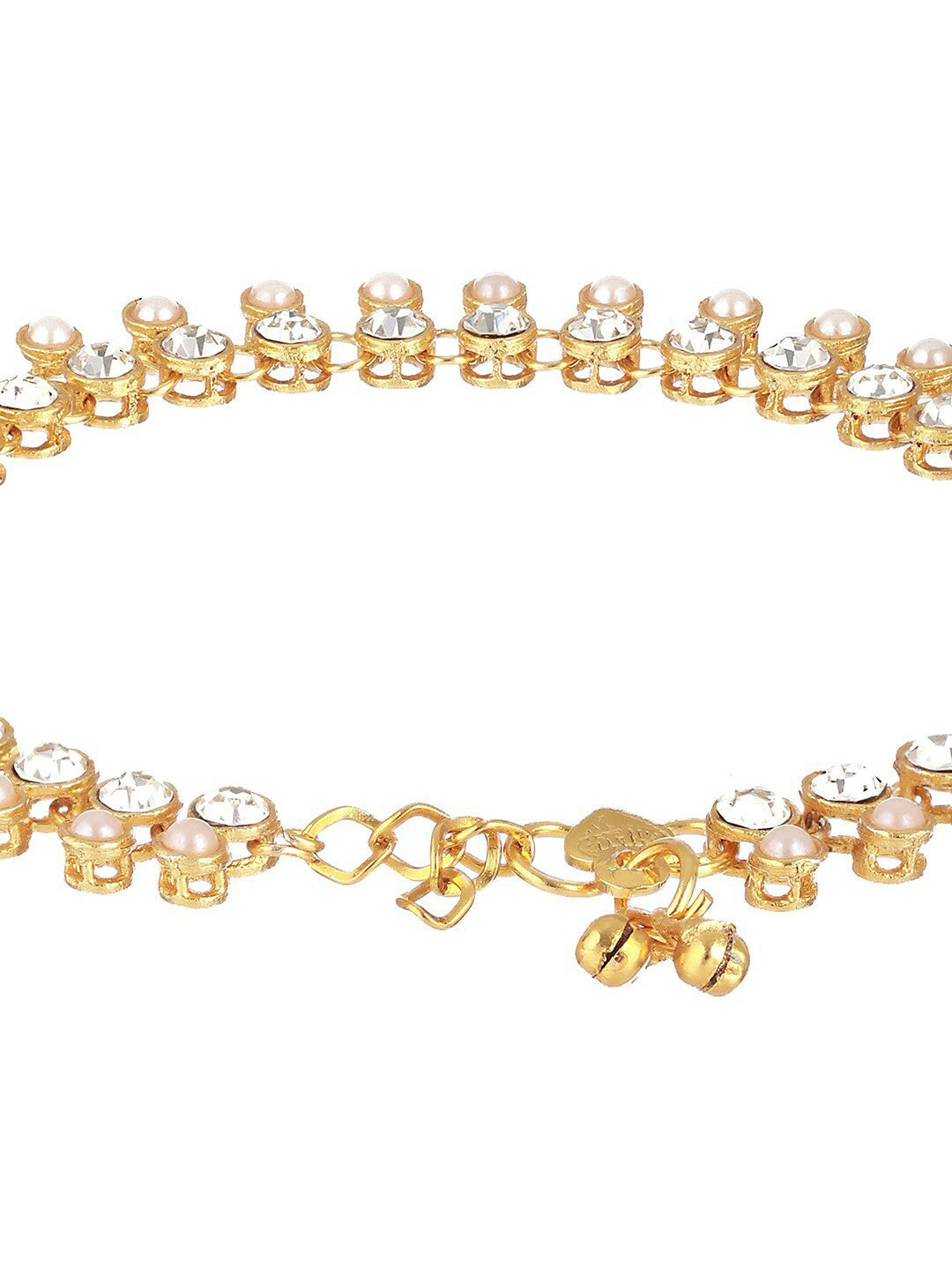 Set of 2 Gold-Plated Kundan-Studded Pearl Anklets – Traditional Indian Jewelry