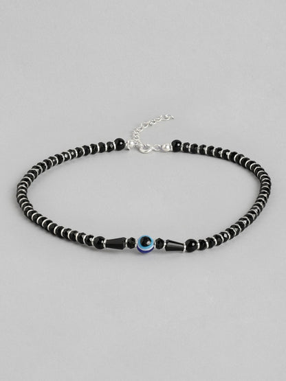 Women’s Silver-Plated 925 Sterling Silver Evil Eye Anklet – Dainty Protection Jewelry