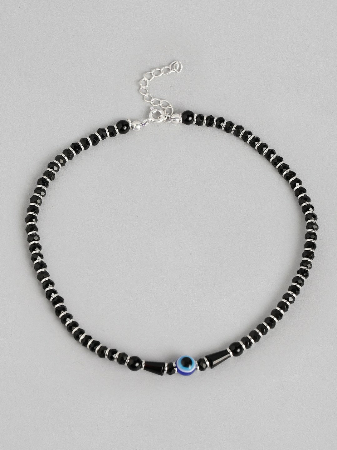 Women’s Silver-Plated 925 Sterling Silver Evil Eye Anklet – Dainty Protection Jewelry