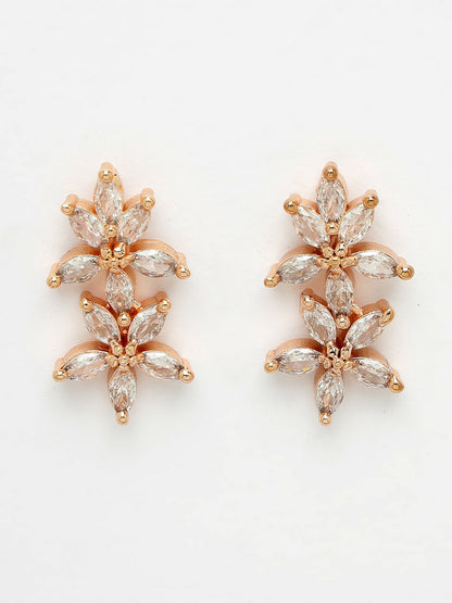 Women Gold Plated CZ Stone Handcrafted Choker Necklace Set with Earrings