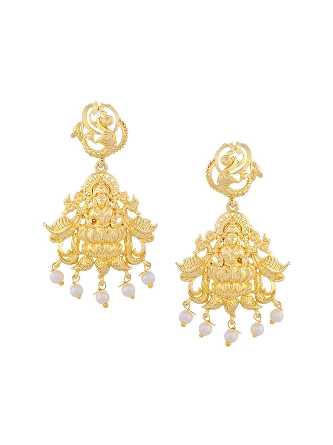 Gold Plated Anti Tarnish Temple Jewellery Set with Earrings