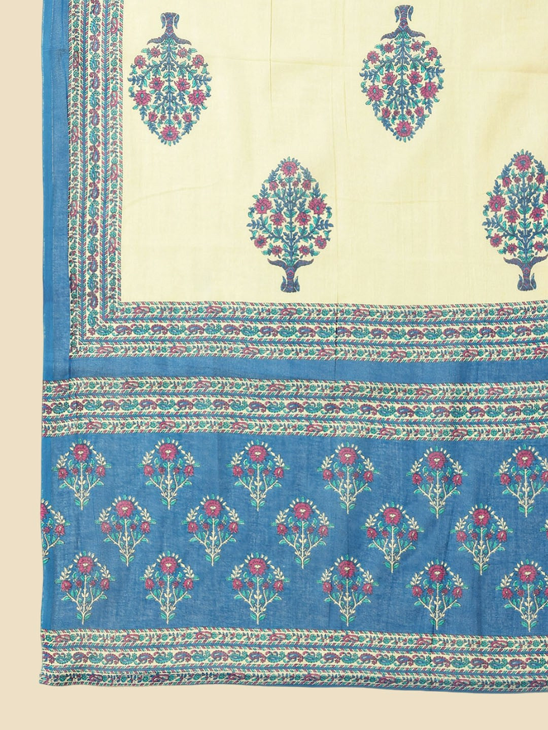 Blue Floral Printed Kurta with Trousers and Dupatta