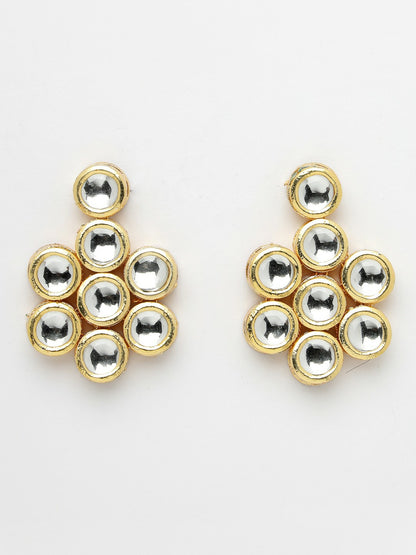 Women Gold-Tone Kundan Studded 2-Layered Necklace with Earrings