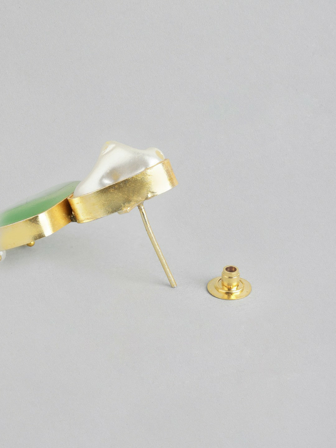 Gold-Plated Mother of Pearl & Quartz Studded Long Necklace with Earrings