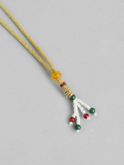 Gold-Plated Mother of Pearl & Quartz Studded Long Necklace with Earrings