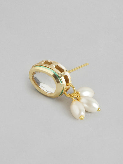 Gold-Plated Kundan Layered Necklace & Earrings Set