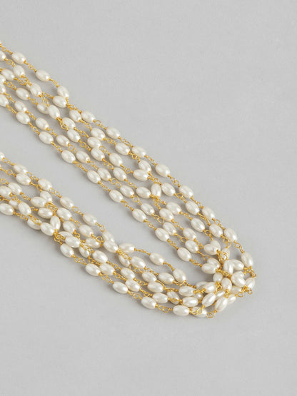 Gold-Plated Kundan Layered Necklace & Earrings Set