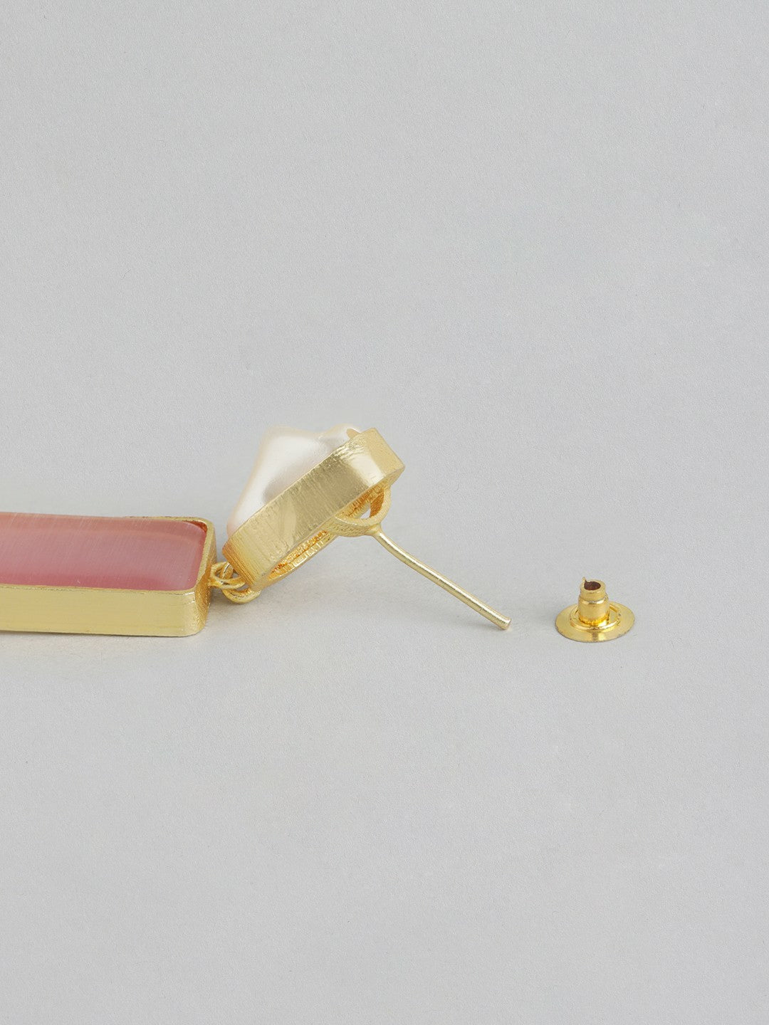 Gold Plated Baby Pink MOP & Quartz Necklace & Earring Set