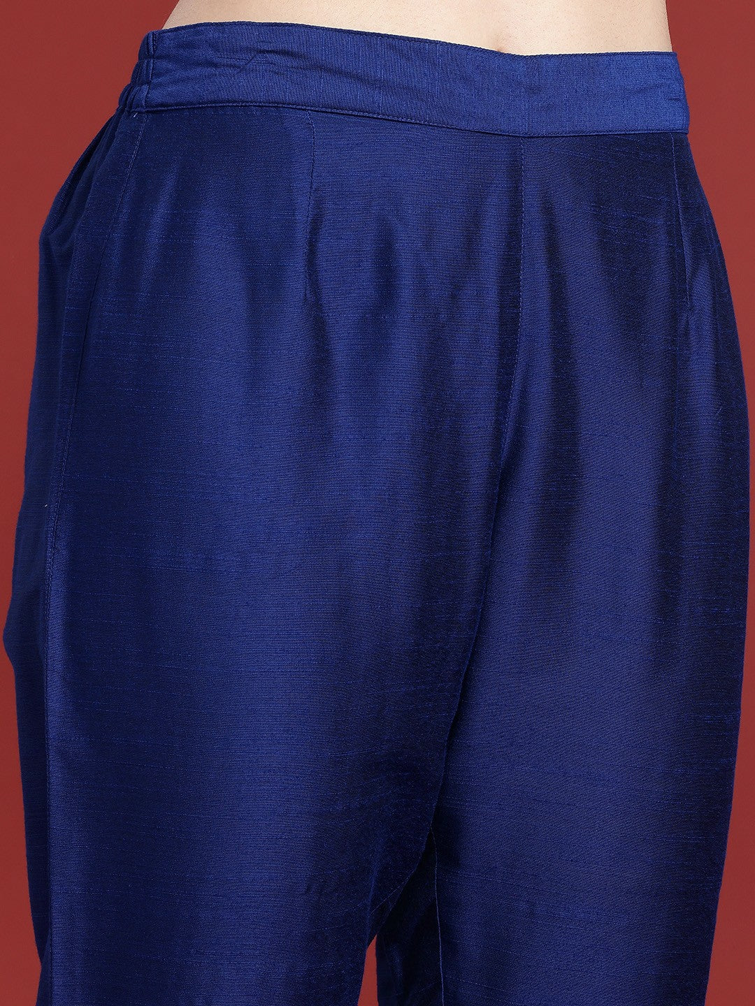 Blue Yoke Design Thread Work Kurta Set with Trousers & Dupatta