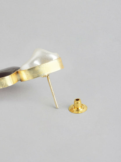 Gold Plated Beaded & MOP Studded Necklace & Earring Set