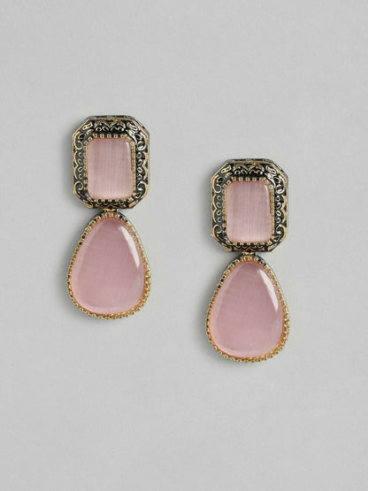 Black Gold-Plated Monalisa Stone Choker Necklace with Earrings Set