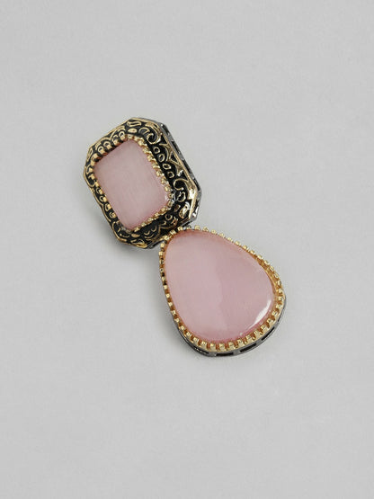 Black Gold-Plated Monalisa Stone Choker Necklace with Earrings Set