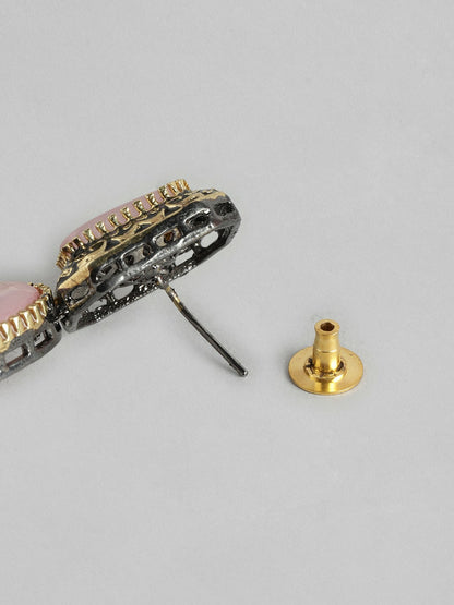 Black Gold-Plated Monalisa Stone Choker Necklace with Earrings Set