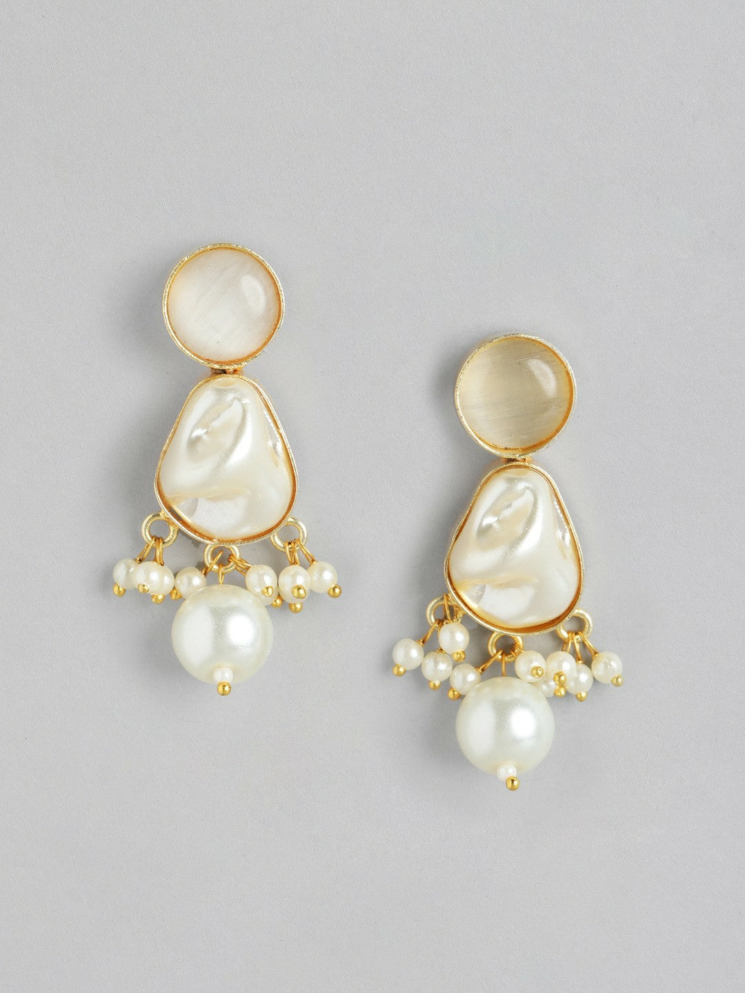 Gold Plated Beaded & Mother of Pearl Necklace & Earring Set