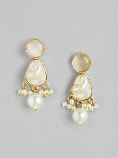 Gold Plated Beaded & Mother of Pearl Necklace & Earring Set