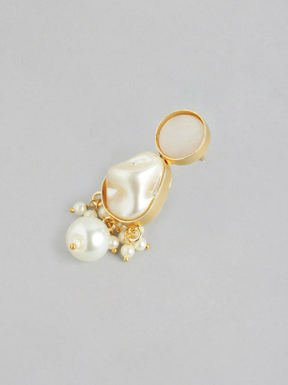 Gold Plated Beaded & Mother of Pearl Necklace & Earring Set