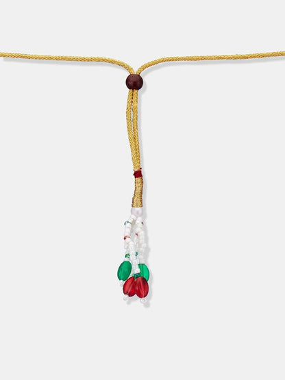 Multicolour Stone Studded Gold Plated Floral Jewellery Set with Earrings