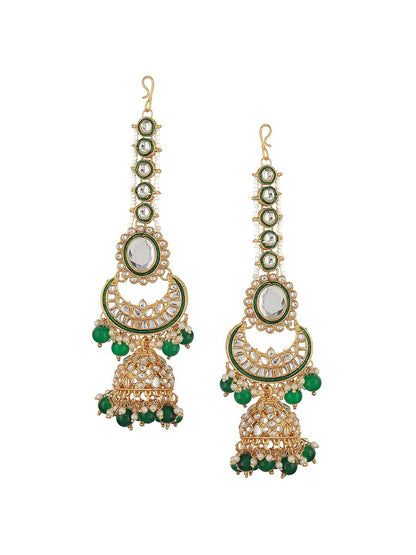 Gold Plated Kundan & Pearl Beaded Necklace Set with Earrings