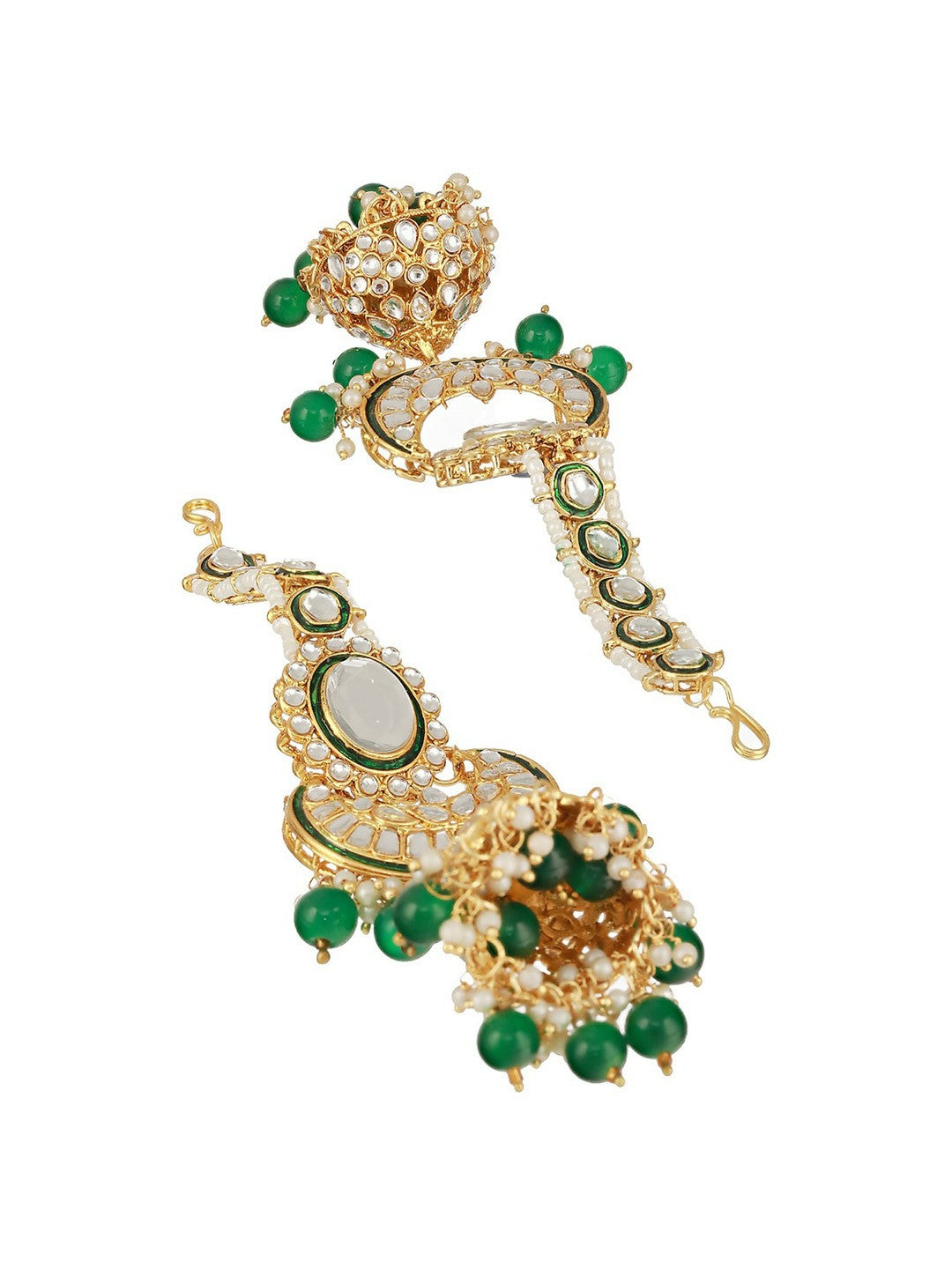 Gold Plated Kundan & Pearl Beaded Necklace Set with Earrings