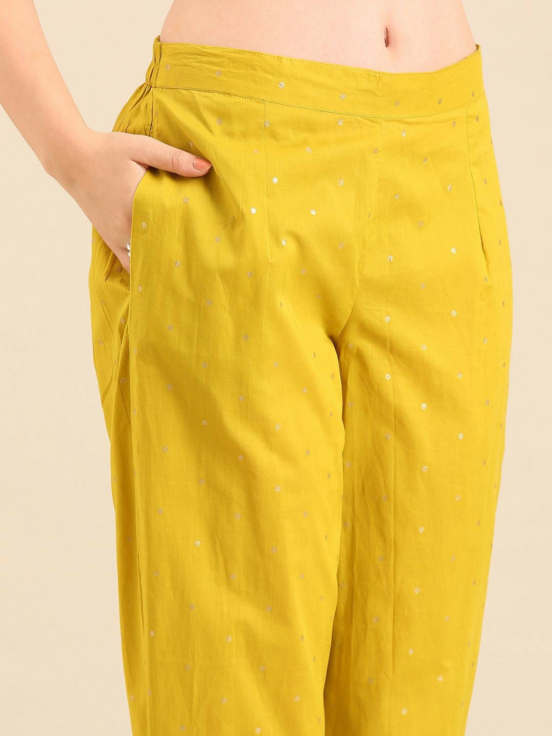 Yellow Floral Embroidered Kurta Set with Dupatta – Cotton | 3-Piece Ethnic Wear for Women