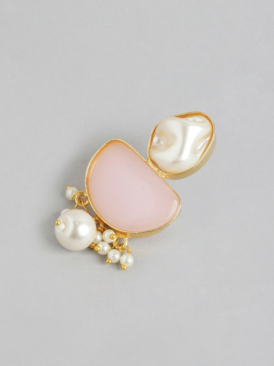 Gold Plated Beaded Necklace & Earrings with MOP & Quartz Stones