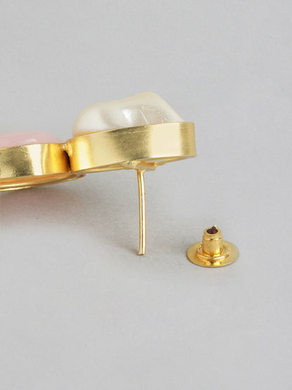 Gold Plated Beaded Necklace & Earrings with MOP & Quartz Stones