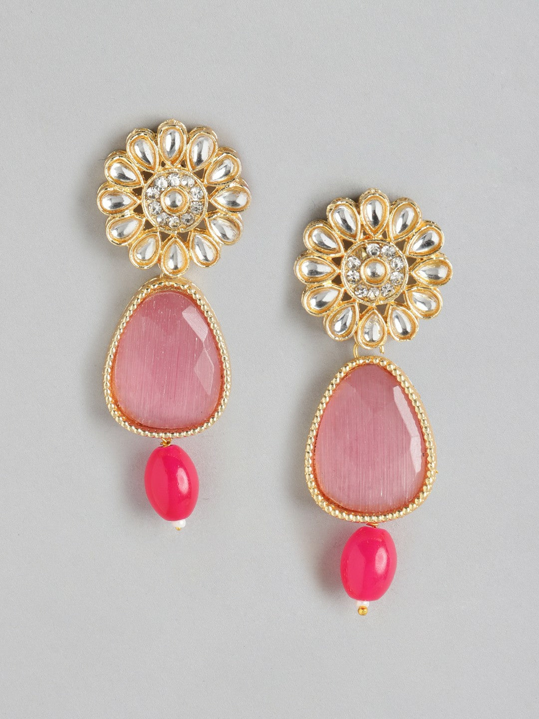 Gold Plated Quartz Beaded Layered Necklace & Earrings Set