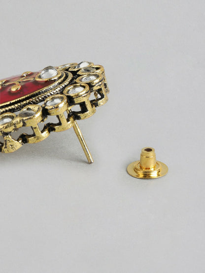 Gold Plated Kundan Beaded Layered Necklace with Earrings