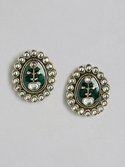 Gold Plated Kundan & Layered Beads Necklace with Earrings