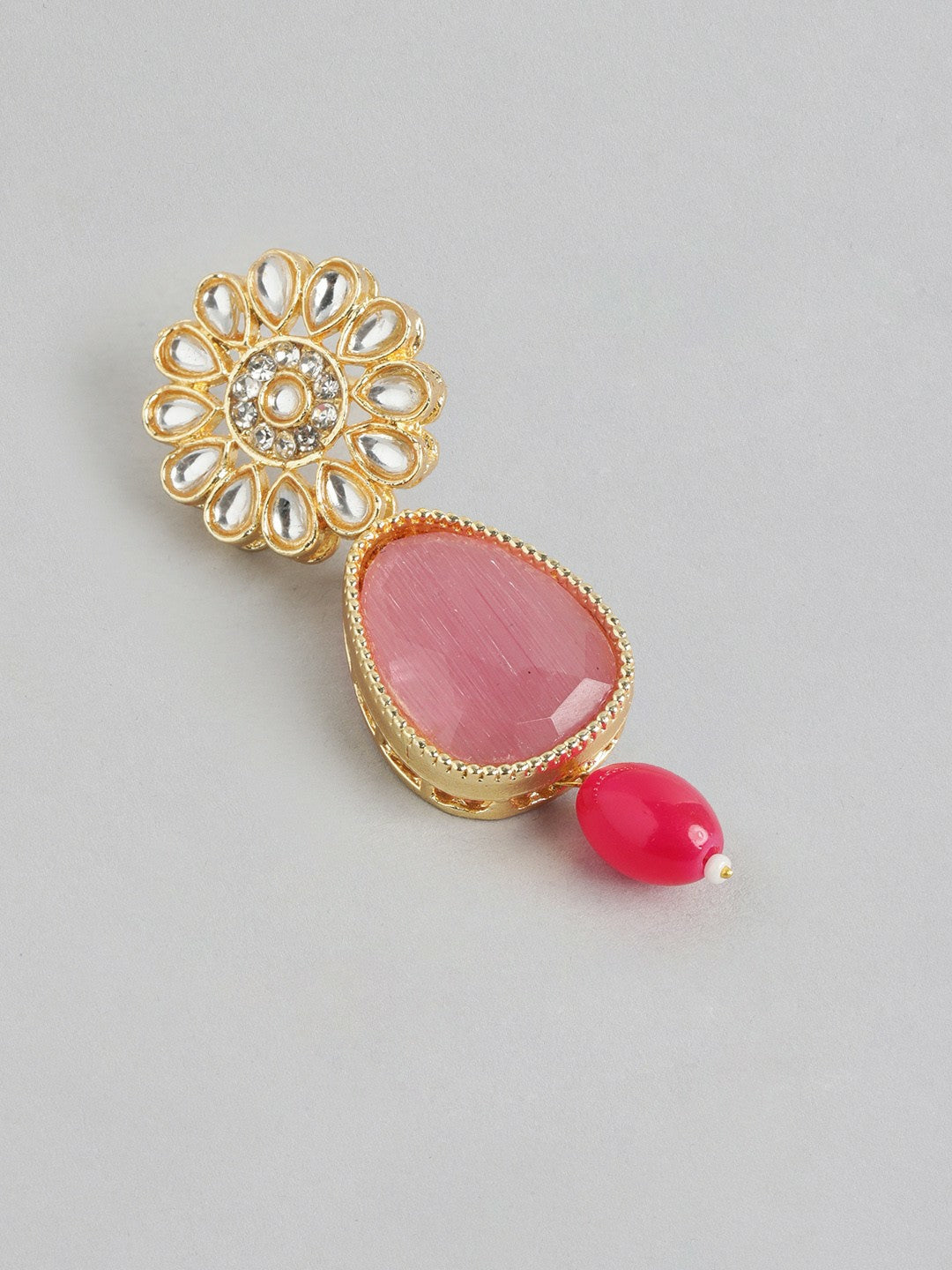 Gold Plated Quartz Beaded Layered Necklace & Earrings Set