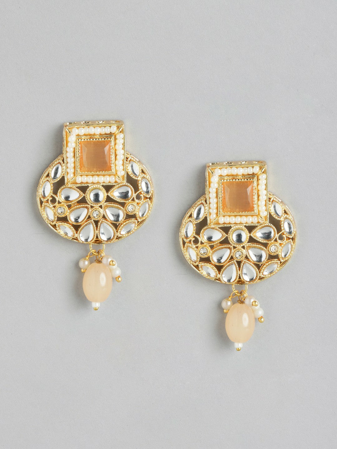 Gold Plated Kundan Beaded Layered Necklace & Earring Set