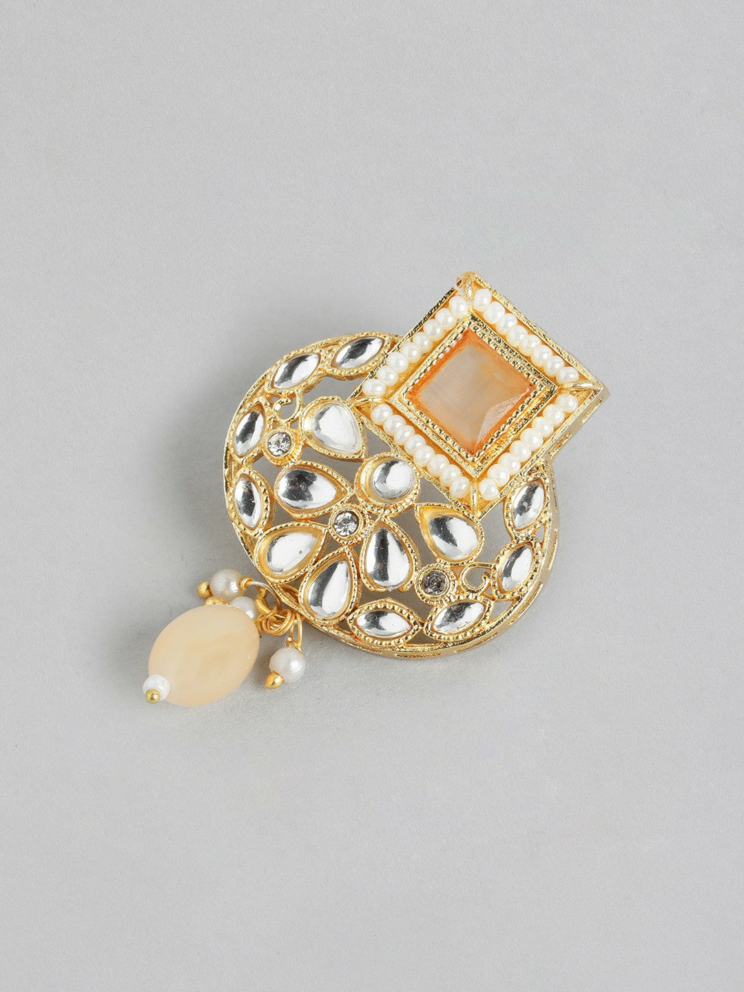 Gold Plated Kundan Beaded Layered Necklace & Earring Set