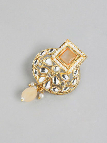 Gold Plated Kundan Beaded Layered Necklace & Earring Set