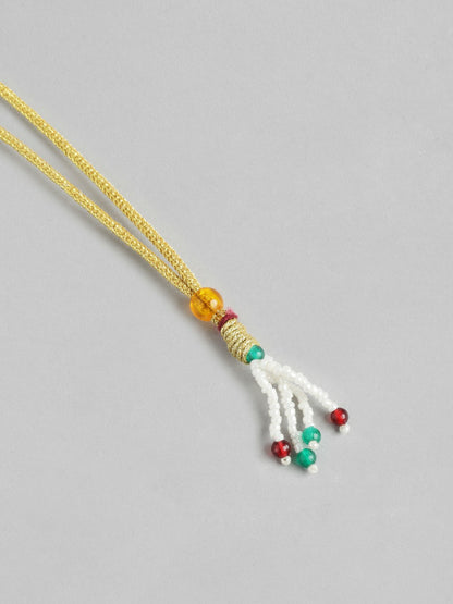 Gold-Plated Stone & Mother of Pearl Beaded Necklace & Earring Set