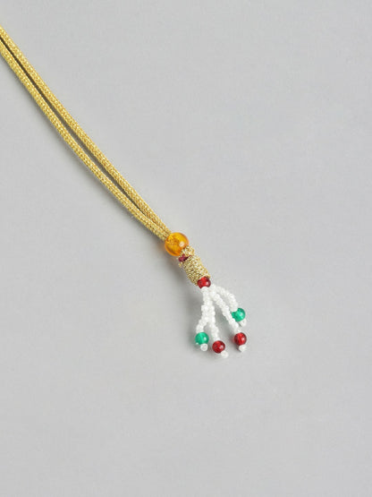 Gold Plated Mint Beaded Necklace Set with Floral MOP Pendant & Earrings