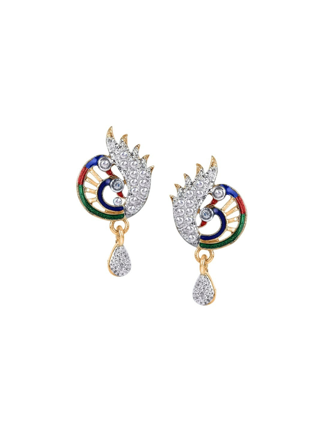 Gold Plated Peacock Pendant Set with Earrings