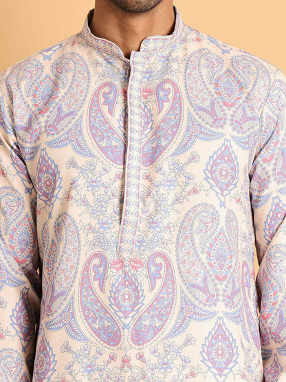 Men’s Cream Paisley Printed Kurta