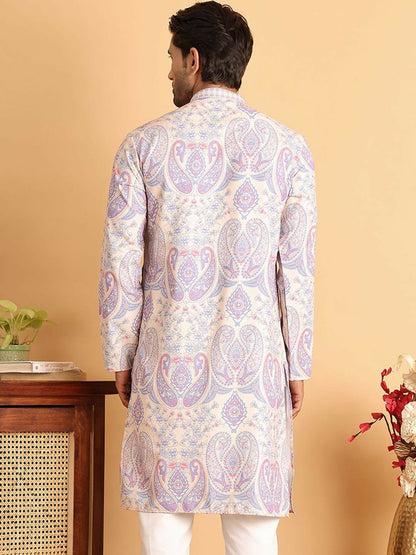 Men’s Cream Paisley Printed Kurta