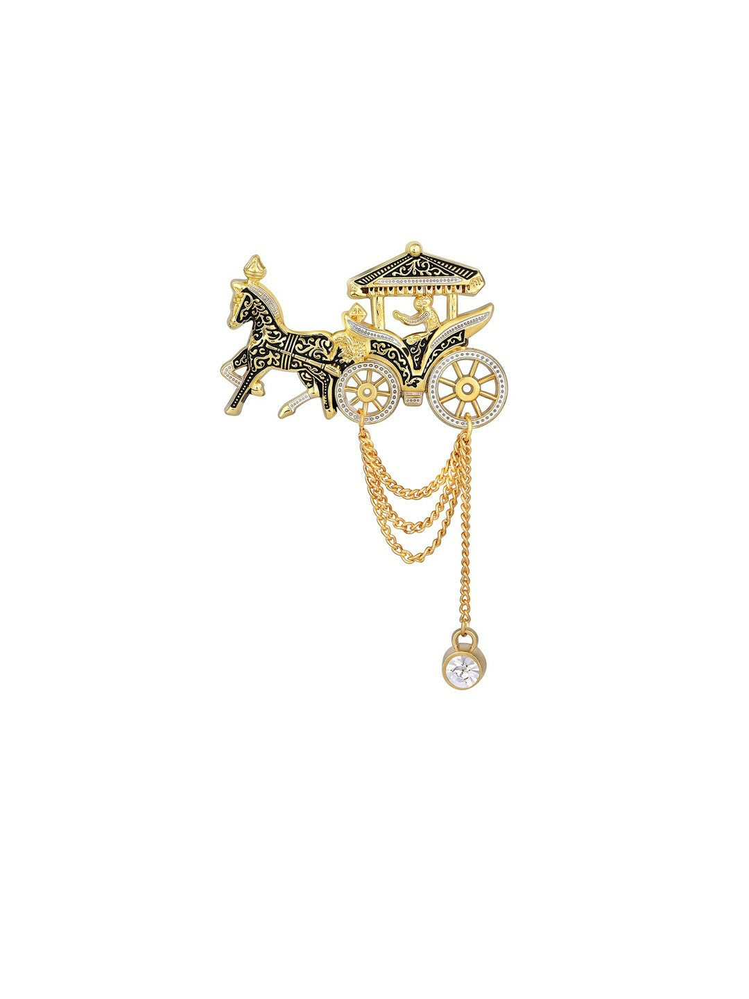 Horse Chariot Chain Sherwani Brooch – Royal Men’s Ethnic Accessory for Weddings & Festive Wear