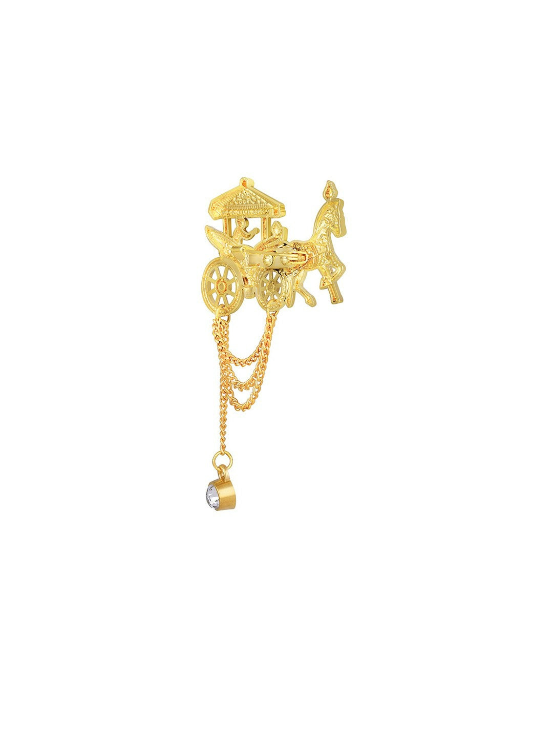 Horse Chariot Chain Sherwani Brooch – Royal Men’s Ethnic Accessory for Weddings & Festive Wear