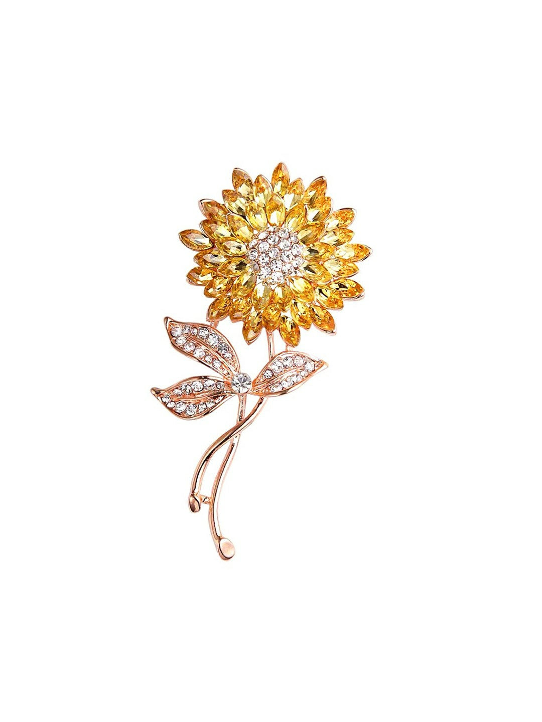 Gold-Plated Floral Stone Studded Brooch – Elegant Accessory for Ethnic & Formal Wear