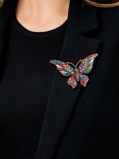 Multicolor Crystal Butterfly Brooch Pin – Elegant & Stylish Accessory for Women & Girls