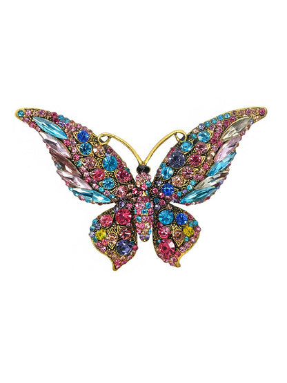 Multicolor Crystal Butterfly Brooch Pin – Elegant & Stylish Accessory for Women & Girls