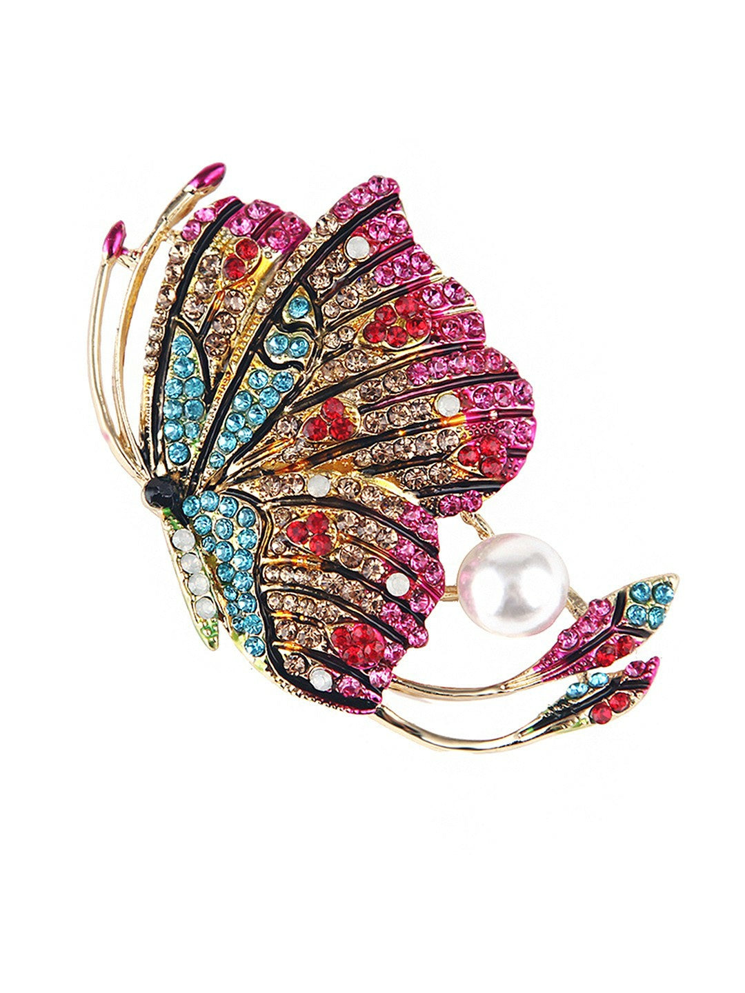 Gold-Plated Crystal Butterfly Brooch Pin – Elegant Multicolor Women’s Accessory