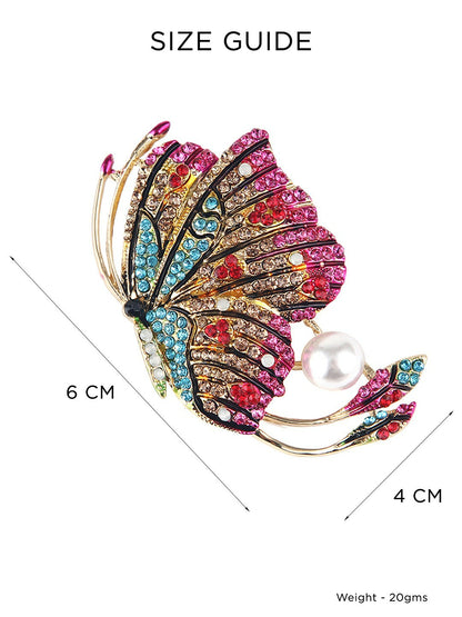 Gold-Plated Crystal Butterfly Brooch Pin – Elegant Multicolor Women’s Accessory