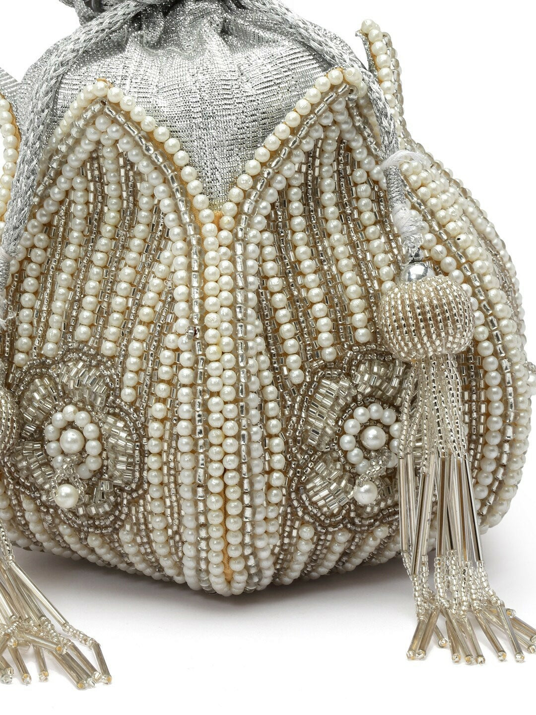 Buy Embellished Tasselled Potli Bags Online – Silver & Gold Potli Clutches | Indiaista