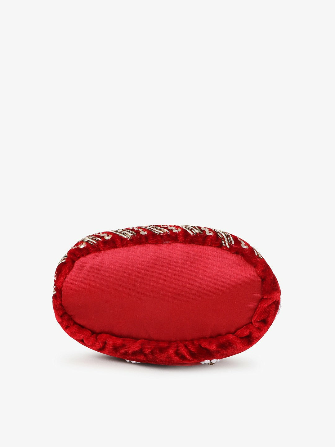 Buy Maroon & Gold-Toned Embellished Potli Clutch | Elegant Tasselled Potli Bag – Indiaista