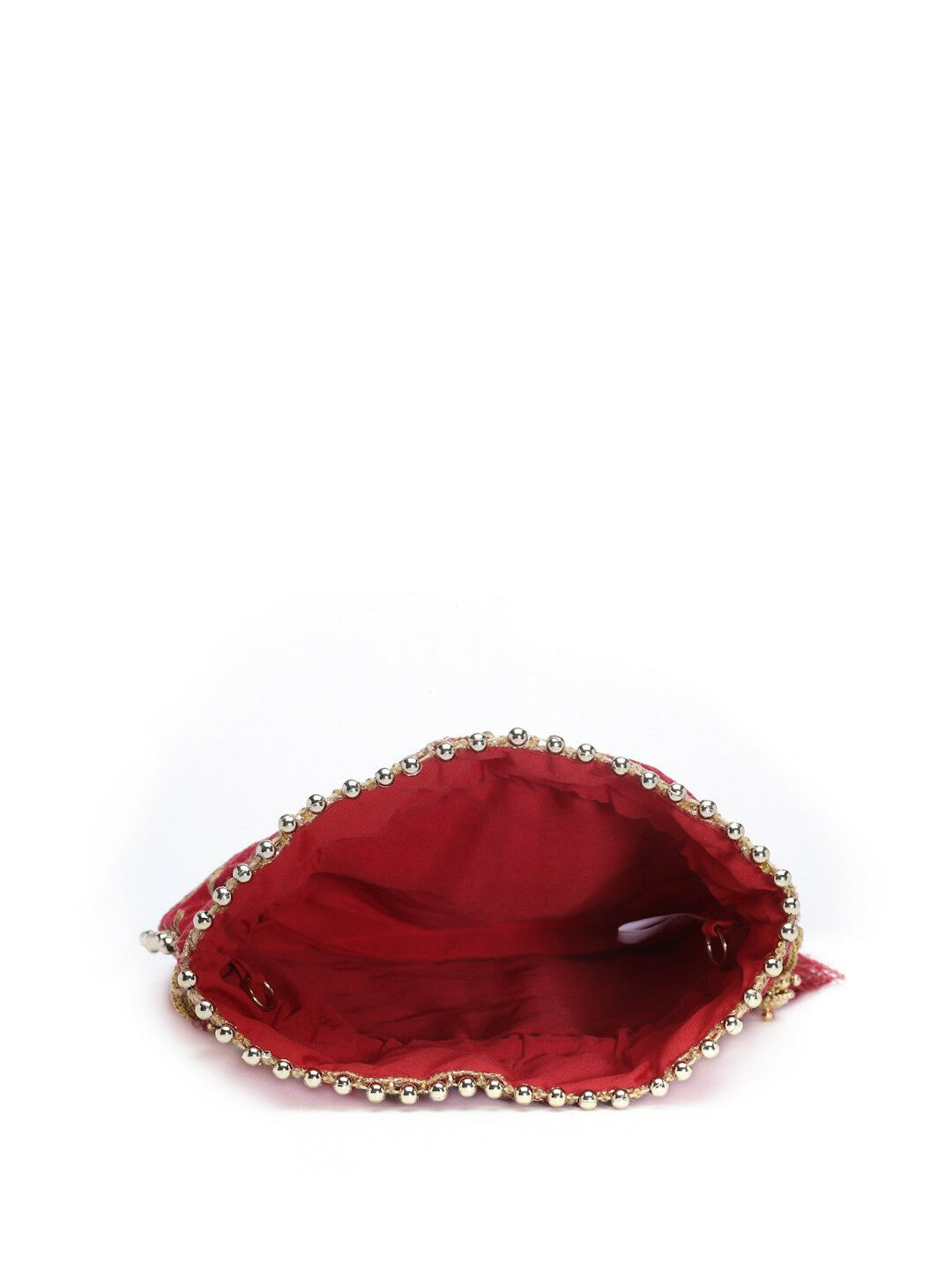 Buy Red & Gold Embroidered Potli Bag – Elegant Floral Design | Indiaista