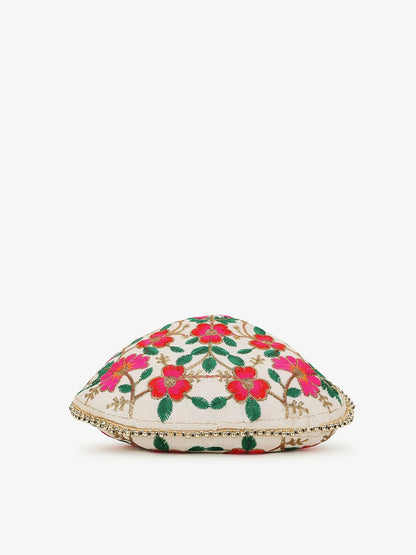 Buy Women’s Cream & Green Embroidered Potli Clutch Bag | Indiaista